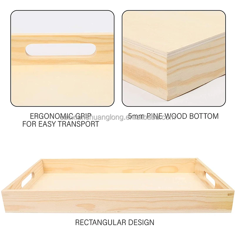 Wooden Nested Serving Trays Unfinished Natural Wood Trays With Handles