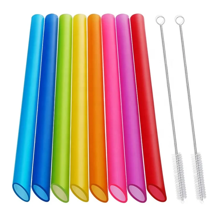 reusable 12mm hard plastic straws bubble