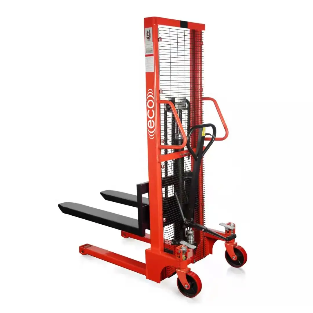 Portable 1T1.6 2 2.2m Electric Forklifts with Manual Self-Loading Stackers 4WD Polyurethane Tires Seated Operation for Warehouse