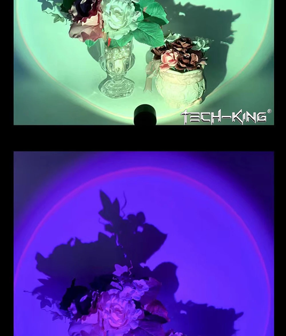 TECH-KING RGB Mini Portable Table Rainbow USB Led Light Projector Sunset Red Light Sunset Yellow atmosphere light
