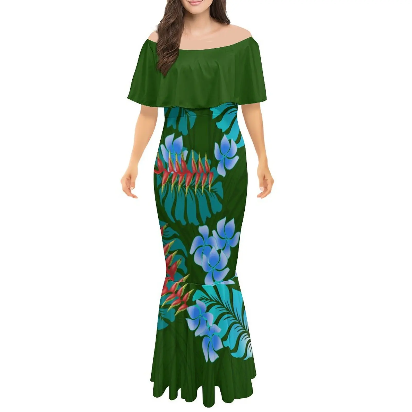 hawaii evening dresses Cloud Cream Maxi Hawaiian Dress for Summer Style main image 1