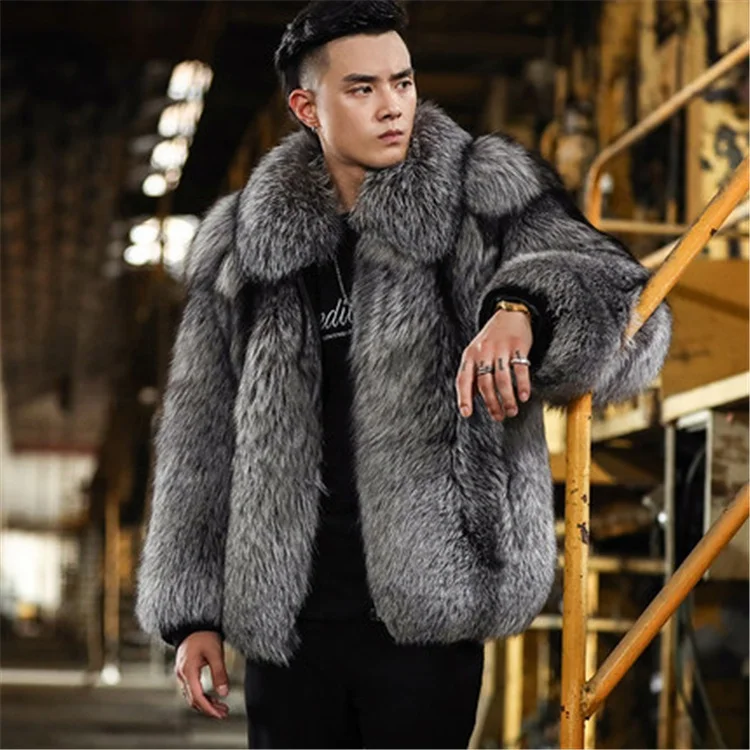 2020 Winter Real Silver Fox Fur Coat Hooded Thick Warm Overcoat Natural Jacket