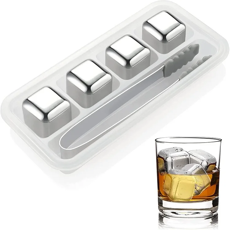 Factory Wholesale Custom Logo Hot Sales Ice Cube Whiskey Stones Gift Stainless Steel Custom OEM Customized Box Logo