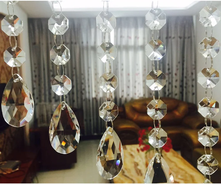 EMYJAY Beaded Curtain Door, Crystal Bead Curtain Clear Glass Crystal Chandelier Bead Chain Garland Crystal Beads Chains For Living Room Bedroom (Color : Clear, Size : 120cm