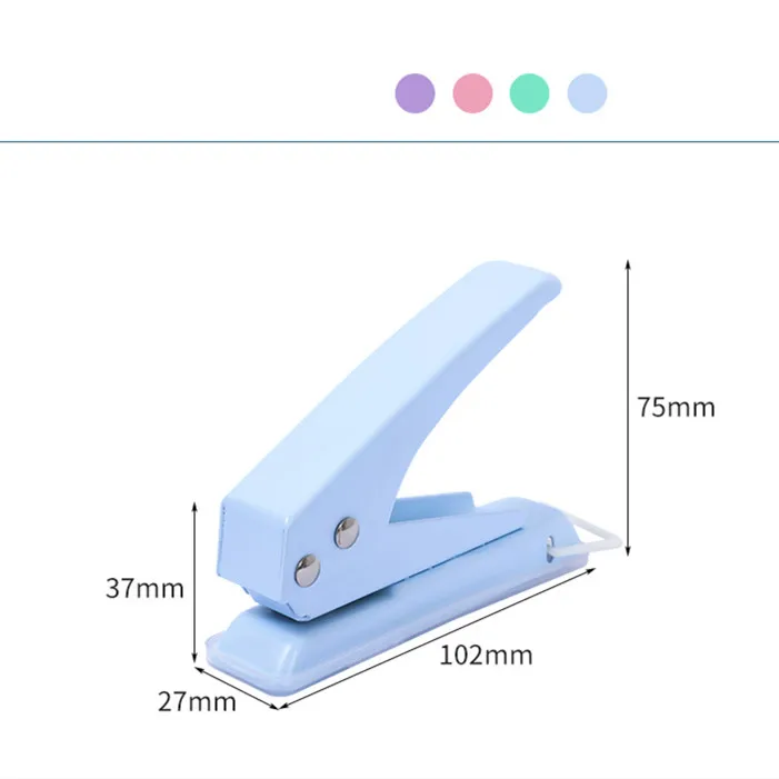 Macaron Color A4 Paper Puncher Manual DIY Student 6mm Round 1 Hole Binding Punch Machine Single Hole Punch with Loose-leaf