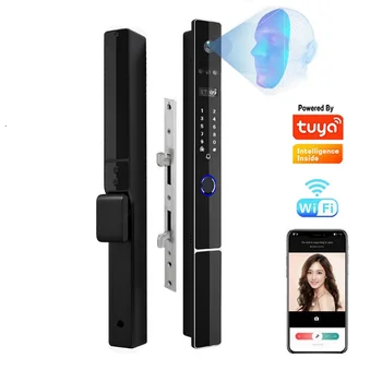 Luxury 3d Face Recognition Aluminium Doors Door Locks Wifi Tuya App ...