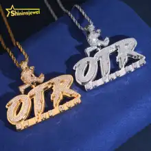 Fashion Design OTR Letter Pendant Brass Hip Hop Jewelry Iced Out Custom CZ Pendant Cuic Zirconia Diamond Pendant