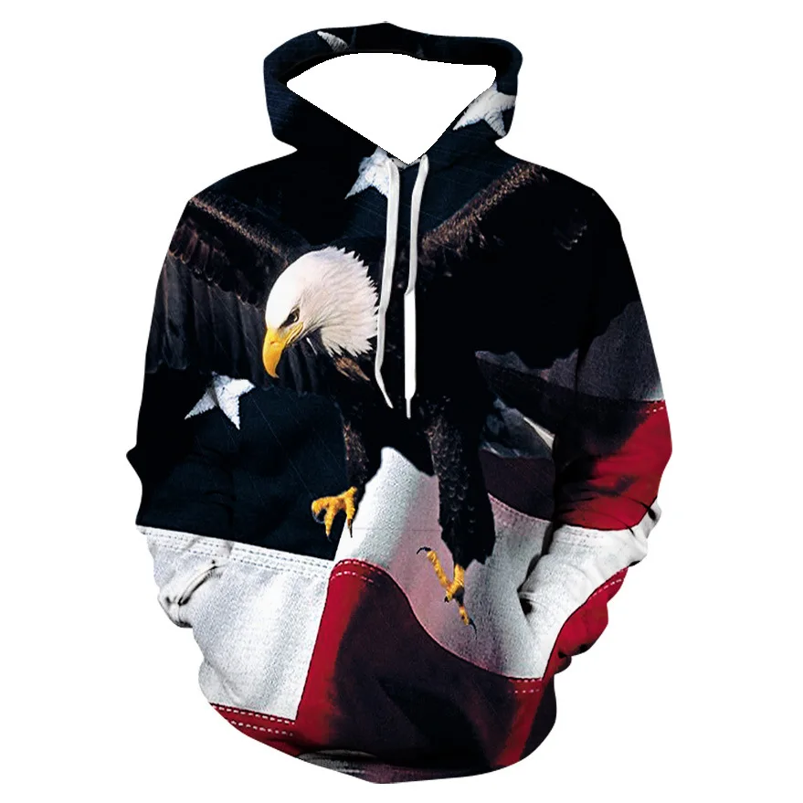 SATIGI American Flag Print Black White Hoodie 3D Pullover Fleece Hooded  American Flag Sweatshirt USA Hoodie Teens