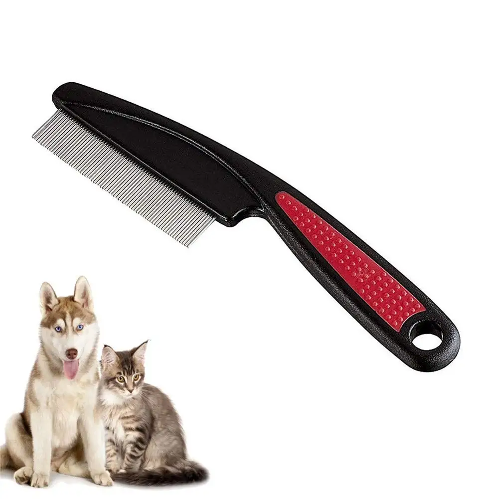 Image showcasing Anti Flea Short Dog Comb Stainless Steel Pet Hair Remover Brush Pet ...