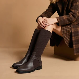 China Factory Women's Footwear Good Quality Ladies Casual Boots Long Black Low Heel Boots for Women New Style