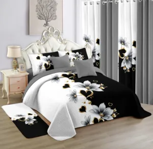 Quilted Design 12 Pcs King Size Bedding Set With Comfortable Bed Sheet Complete Bed Set Collection for Luxury Master Bedroom