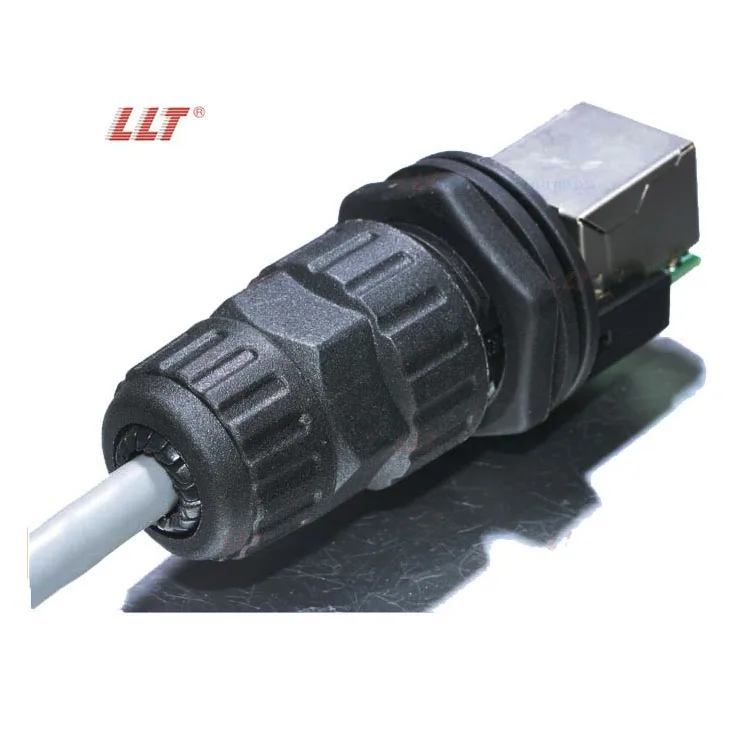 LLT Factory 8P 8C Ethernet Connector Rj45 Panel Mount Waterproof Ip67 signal Connectors
