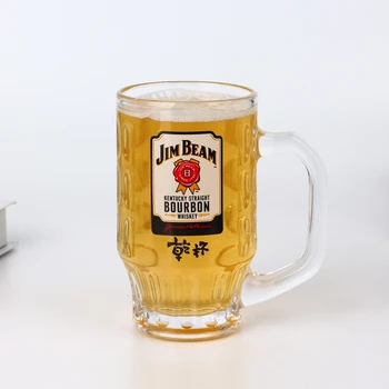 300ml special shape Drinking Glass beer Mug Badge Beer cup with handle