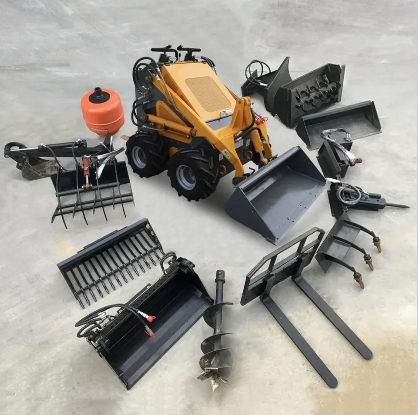 CE EPA Walk Behind Crawler Mini Skid Steer Loader 500kg 700kg 800kg 1000kg 1200kg with Stump Grinder