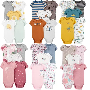 Foreign Trade Children's Wear Summer New Baby Short-sleeved Triangle Romper Climbing Clothes 5pcs/set  Baby's Body Clothes