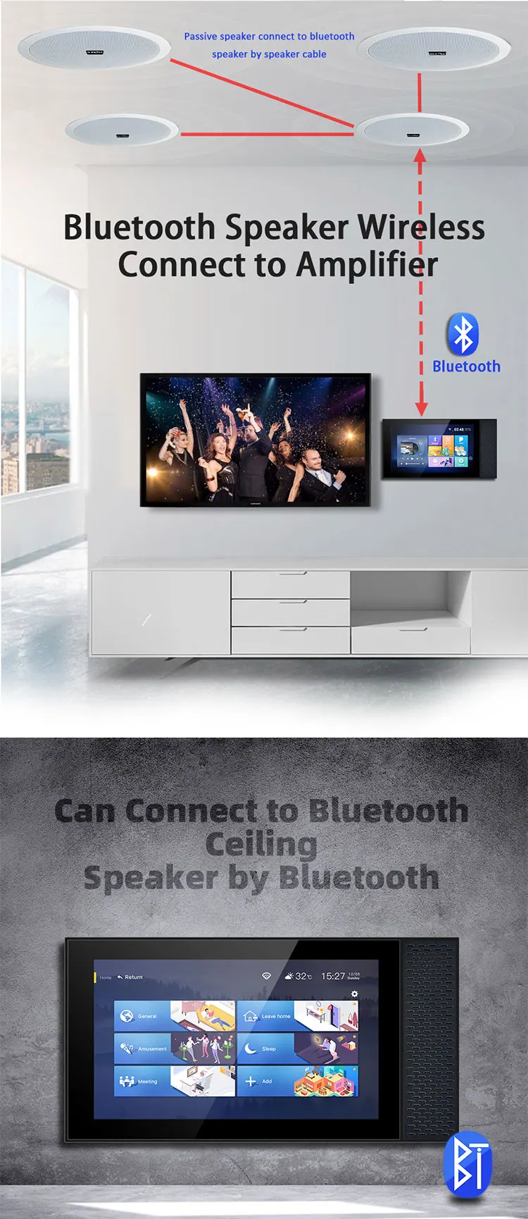 Smart Home Audio System Tuya Wifi Touch Screen Android 8.1 Music Wall