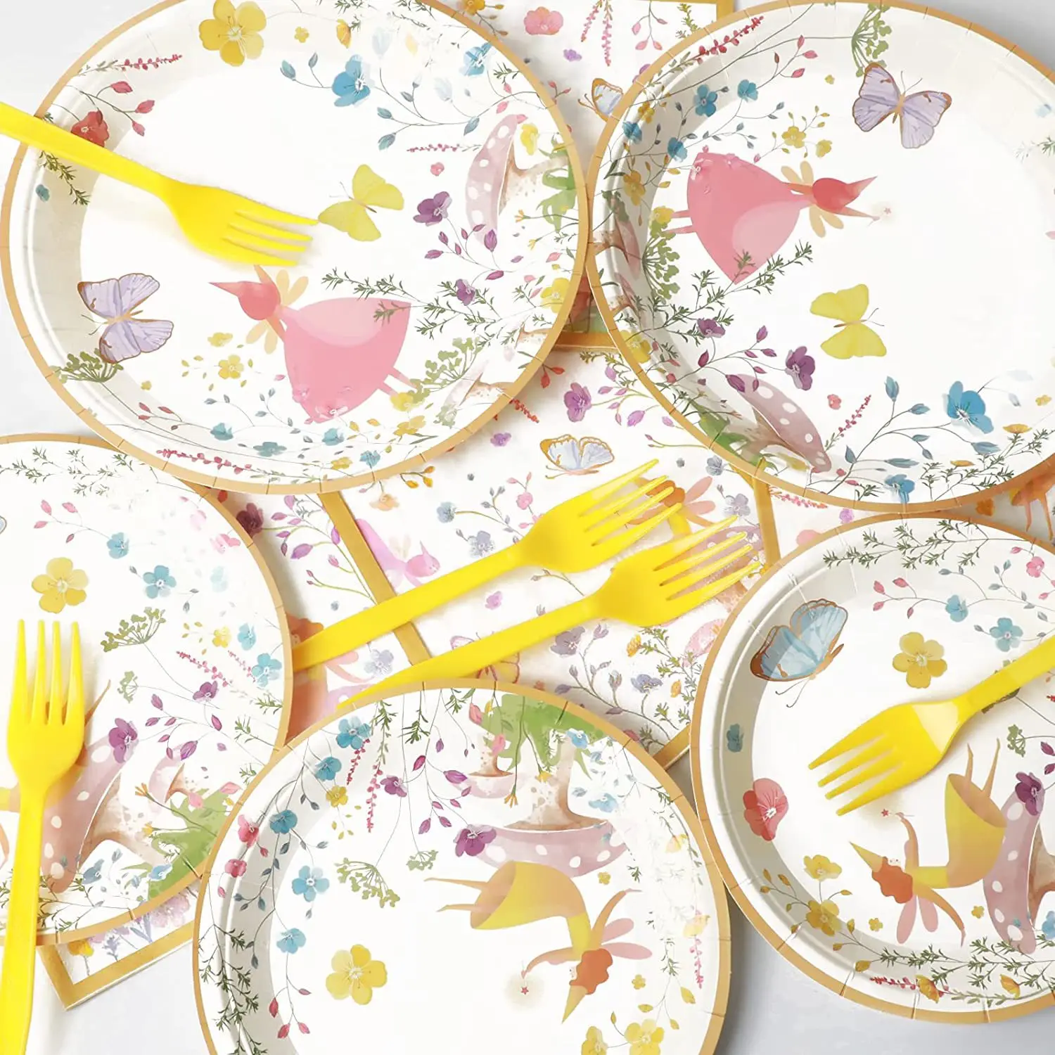 96pcs Talking Party Tableware Set Truly Fairy Theme Birthday Party Table Decoration Supplies Paper Plate Napkin Fork 24 Guests