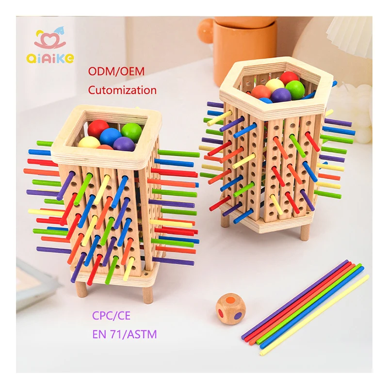 Baby Montessori Sensory Fine Motor Skills Toy Color Cognitive Learning Counting Sticks Game Educational Kids Balance Wooden Toys