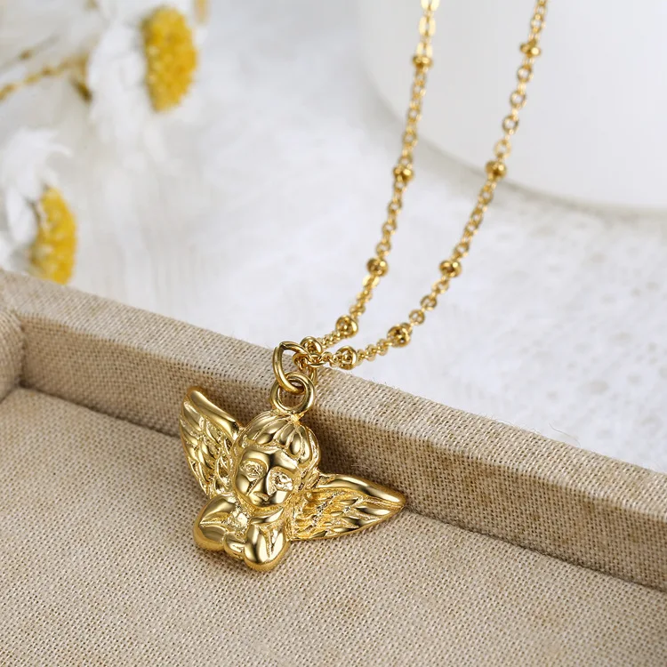 Baby Angel Wings Gold Necklace Angel Birthstone Angel Wing
