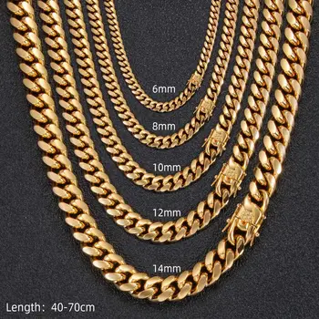 Cheap Price 6MM 8MM 10MM 12MM 14MM 16MM Hip Hop Cuban Link Chain Men Chain Necklace Chains Stainless Steel
