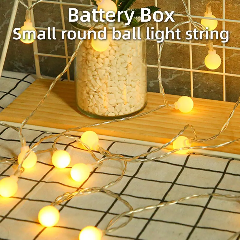 Small Round Ball Led String Lights,Outdoor Waterproof Battery Creative