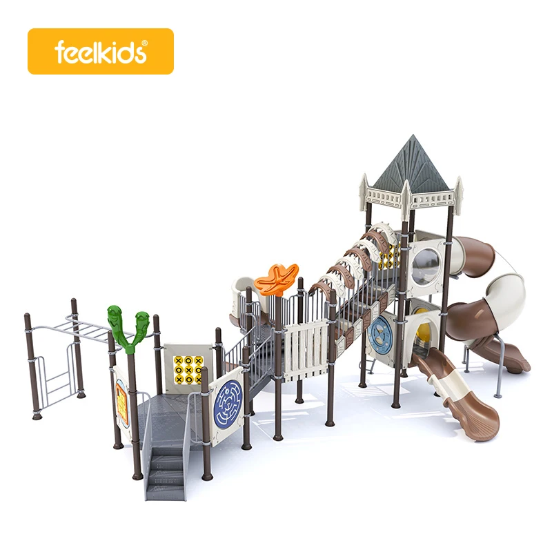 Feelkids ALITA-NC24001 Kids Outdoor Playground Equipment Large Plastic Slide Galvanized Pipe for School Park Amusement Games supplier