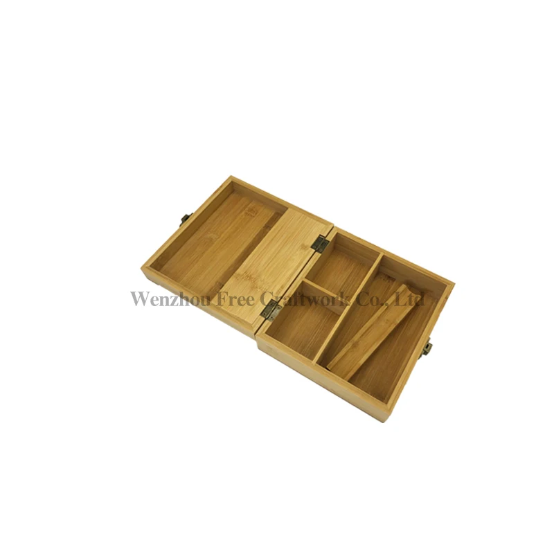 Custom Storage Box Glass Jar Rolling Tray Grinder Bamboo Stash Box Flip with Lock Organizer for Herb Aromatic Blend