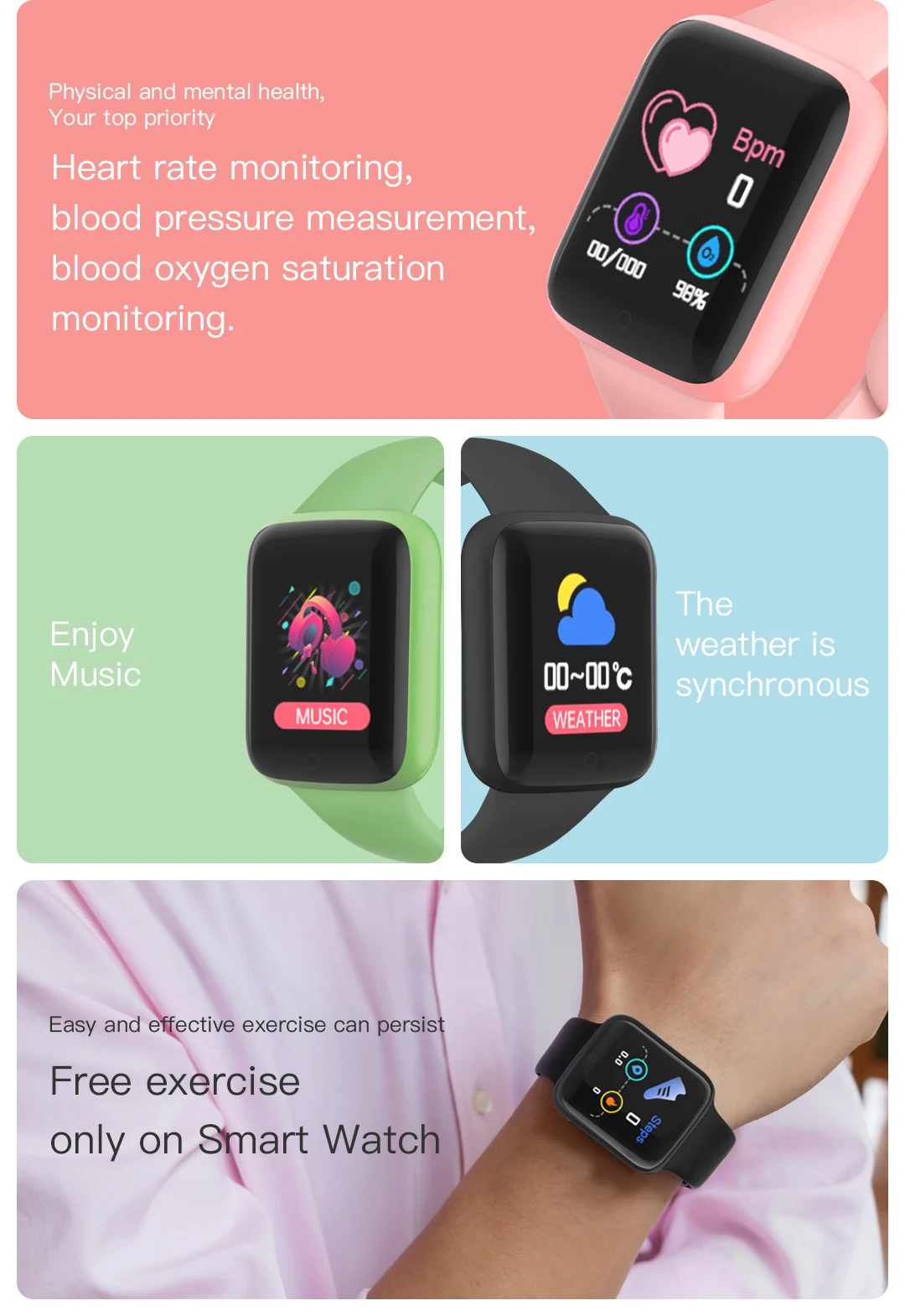 smartwatch y68 atacado