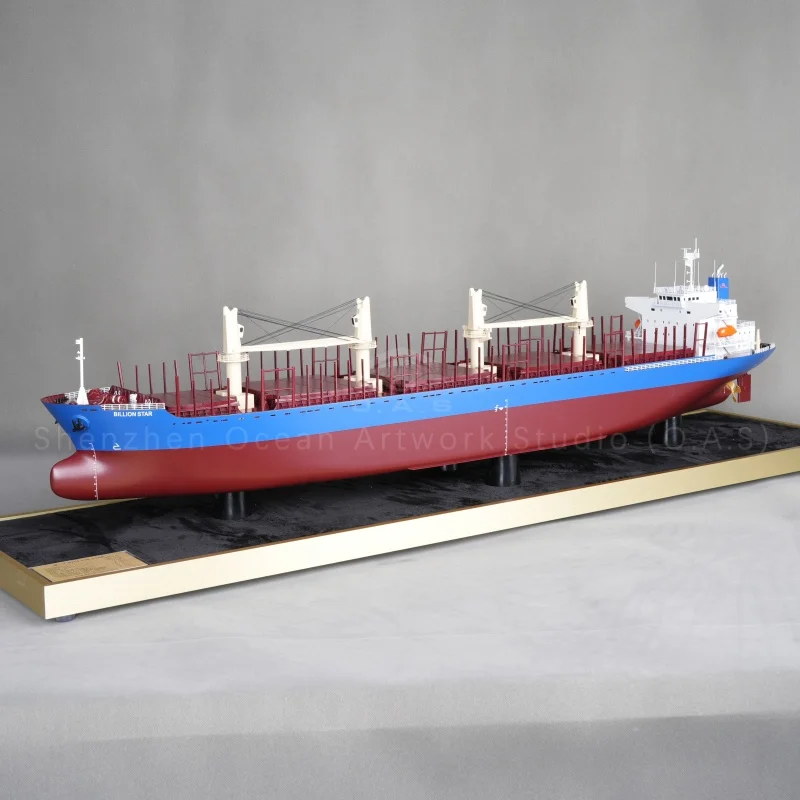 【LA】O.A.S Фабрика за модели на бродови – персонализиран модел на товарен брод BILLION од 120 см за подароци во превозната индустрија