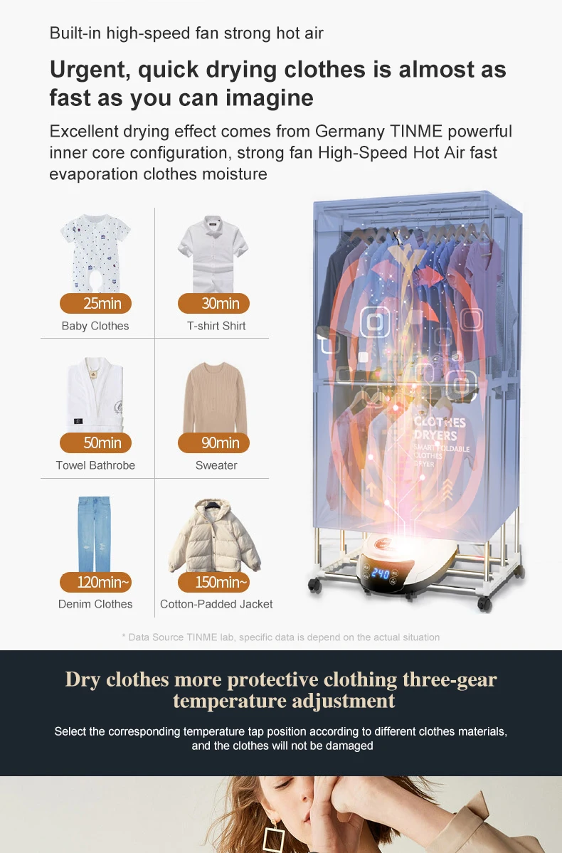 Automatic Foldable Stand Fold Laundry Dryer Machine Electric Portable