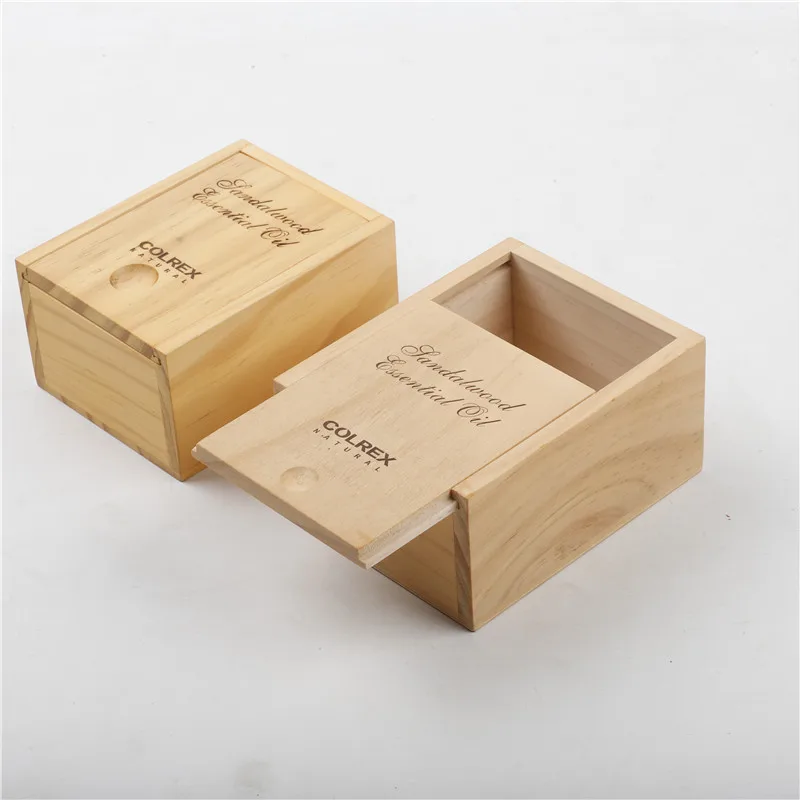 Unfinished Solid Wooden Box With Wood Sliding Lid Packaging Gift