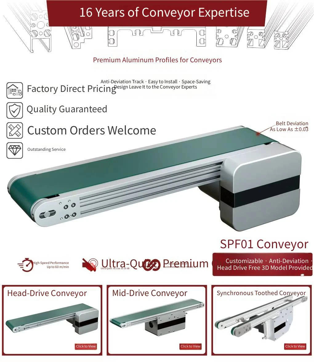 Custom-Made Automated Machinery 3D Model Design Professional Small Conveyor Belt Flat Belt for Heat Sink Application factory