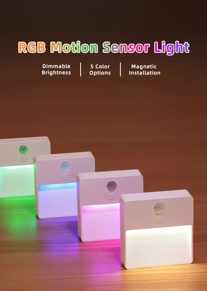 product trending products 2024 smart home wireless 5 color under bed motion sensor led night lights for stairway step staircase-37