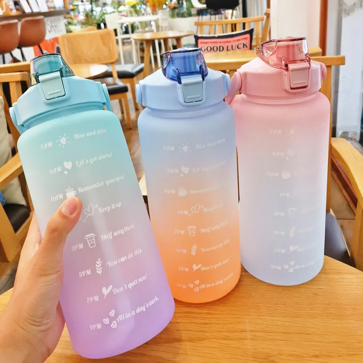 Rainbow Color Water Bottle /1 Liter, Motivational Water Bottle