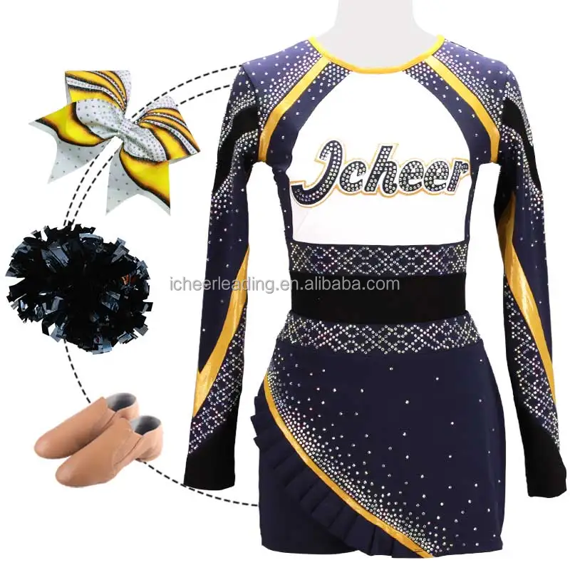 Rhinestones Cheerleading Uniform Customized Spandex New Design