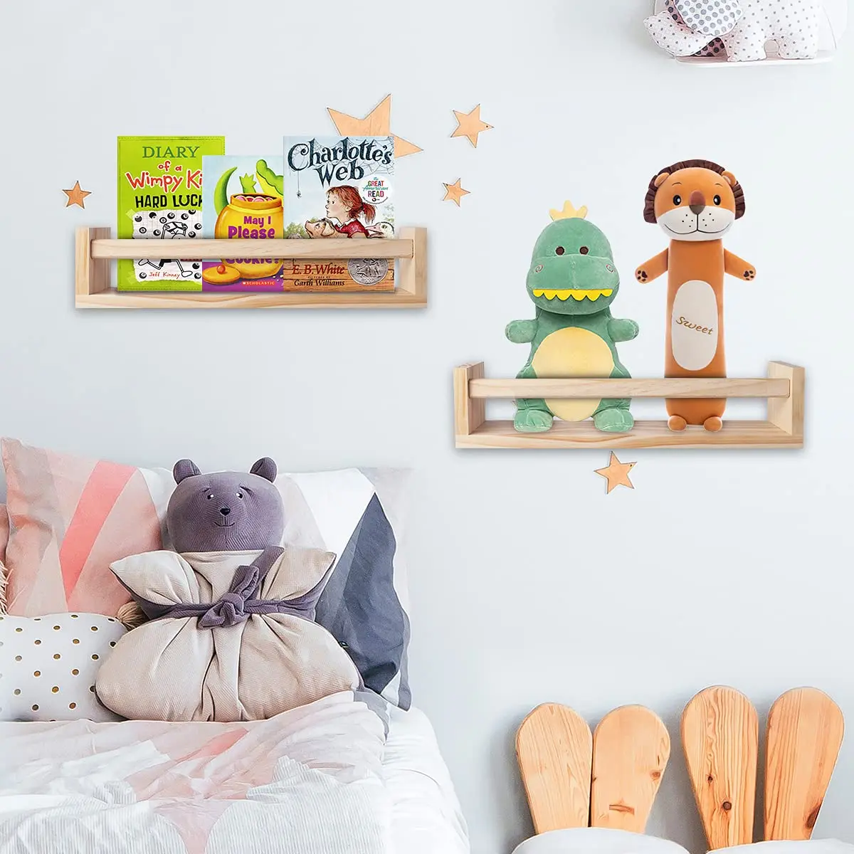 Mensole Fluttuanti Bianche Per Camera - Legno, Design Unico, Per Bambini E Non Solo - 12