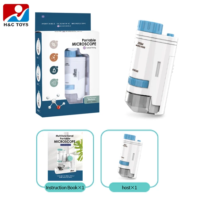 Educational portable multifunction 80X-200X microscope mini handheld kids microscope toy