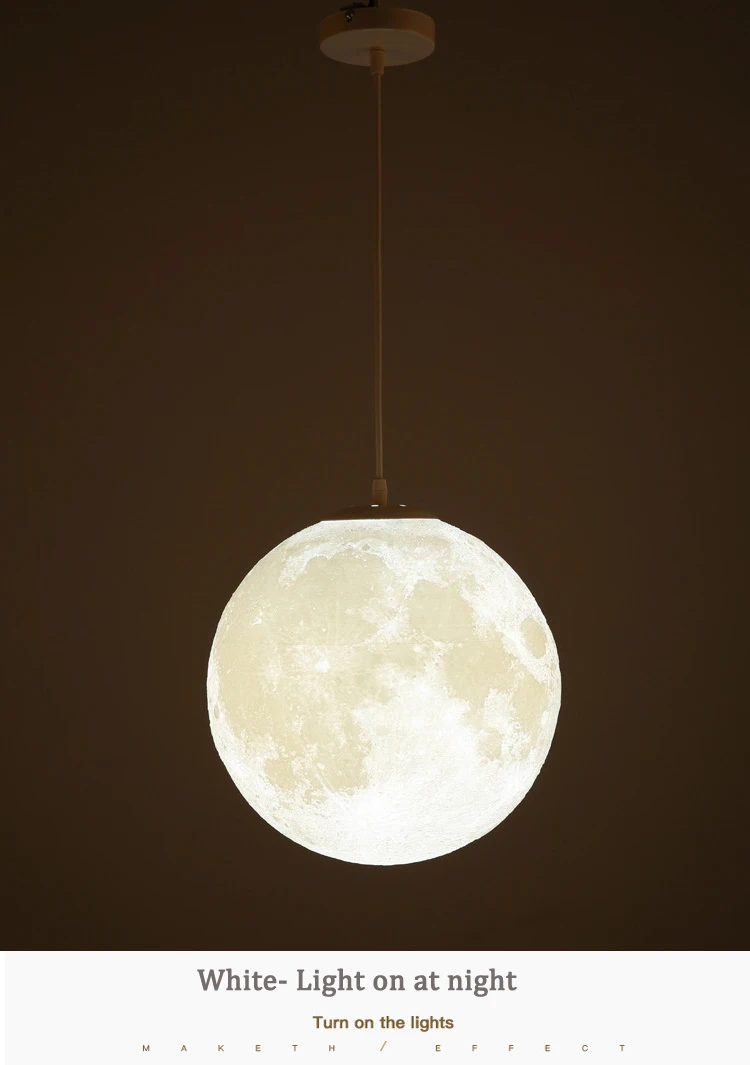 3D Globe Printing Pendant Lighting Modern Design Moon Chandelier Personality Bedroom Hanging Light