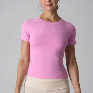 Premium Stylish Cotton Jersey Short-Sleeve Round Neck Slim Fit High Stretch T-shirt Top for Women