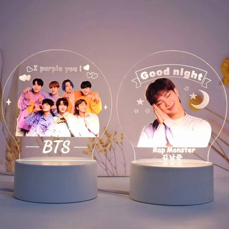 Трендовые товары, Новое поступление 2023, товар K-pop, 3D акриловый ночник, настольная лампа Kpop, настольное освещение с пользовательским логотипом