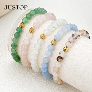 6mm 8mm 10mm 12mm Trendy Crystal Turquoise Natural Healing Stone Unisex Durable Stretch Elastic Cord Bead Bracelet