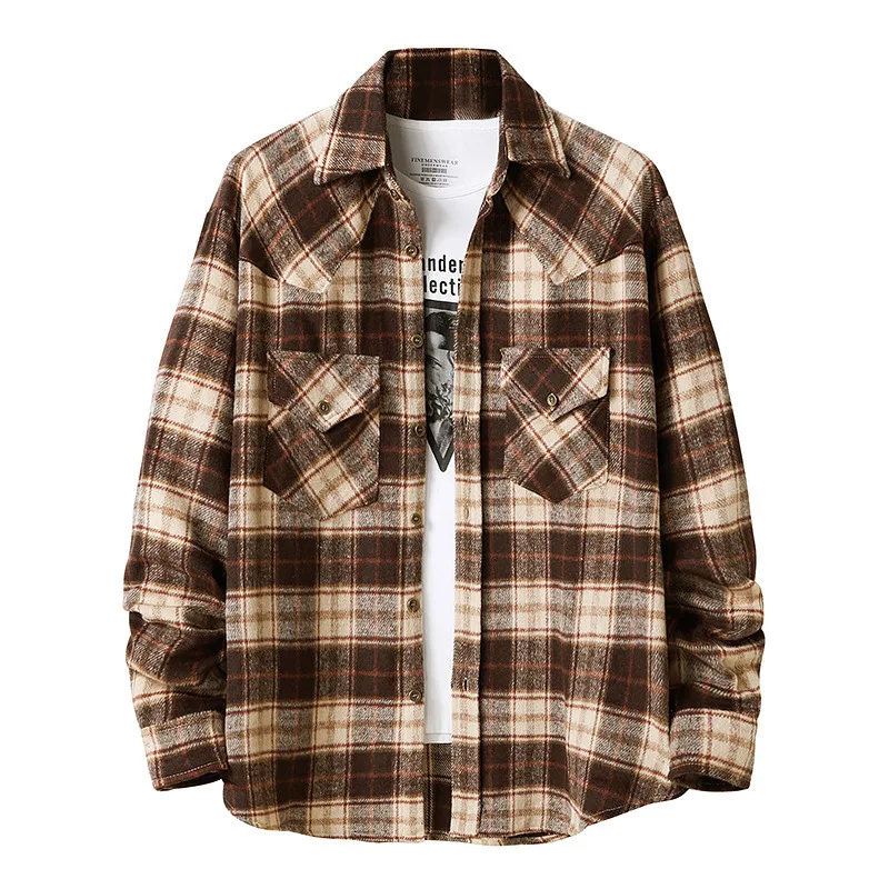Flannel Plaid Shirt Coat Shirt 