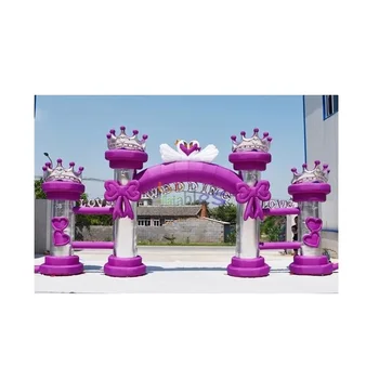 Wedding Decoration Inflatable Castle Arch Door Romantic Wedding Inflatable Entrance Archway Gate With Swan For Party Event