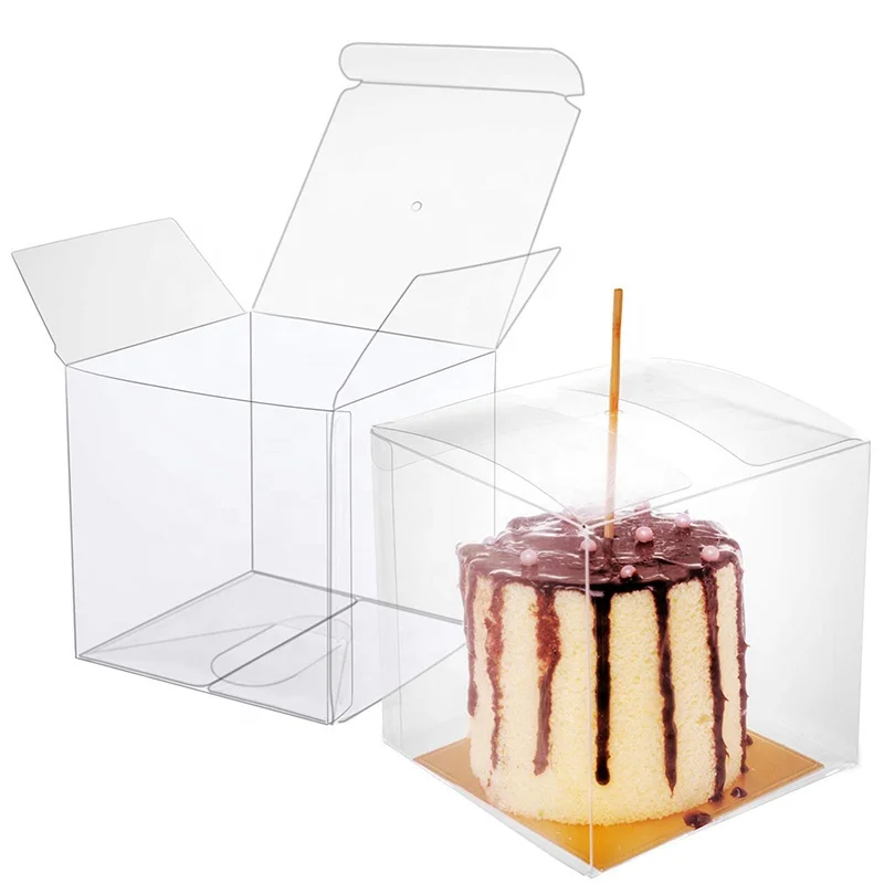 Clear Candy Apple Boxes With Hole 4"x 4"x 4" Transparent Plastic Favor Boxes Set Of Treat Box