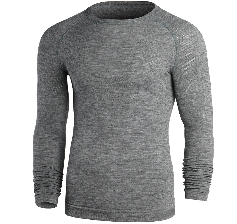 Men's Long Sleeve Merino Wool Baselayer Thermal Underwear For Hiking