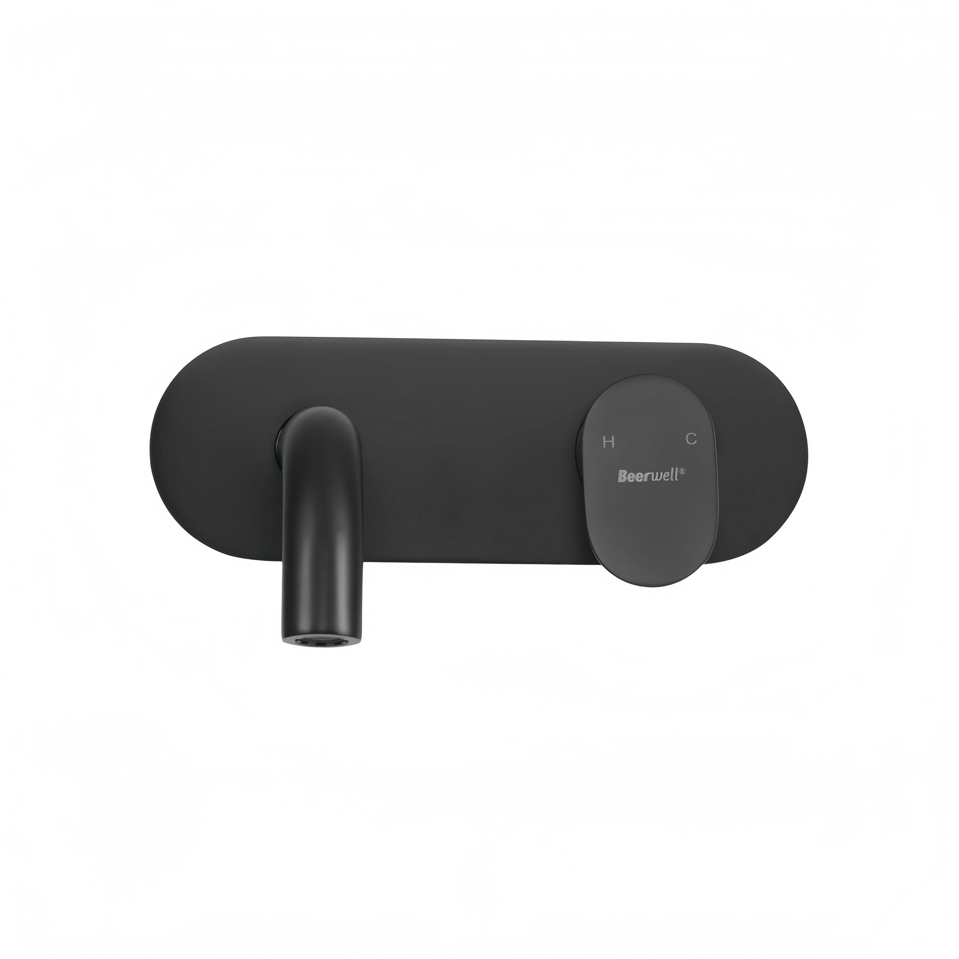Modern Brass Wall-mounted Basin Tap - Black 