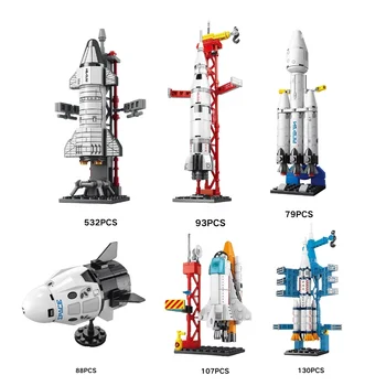 Wholesale Price Starship Space X Spaceship Rocket Base Stacking Blocks Model Plastics Blocks Educational Toy