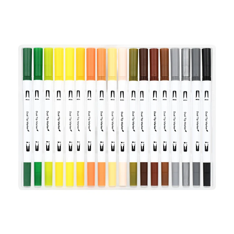 36 Colors Dual Tip Soft Brush Pens Fine Watercolor Marker Pen for Skin Glass Coloring Calligraphy Artists Beginner Painters