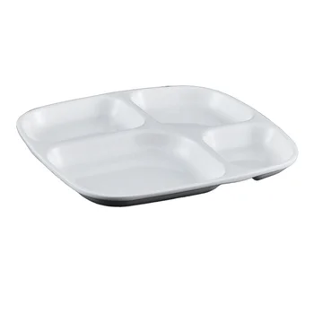 Factory Wholesale Restaurant Fast food Divided Portion Melamine 4 compartment plate