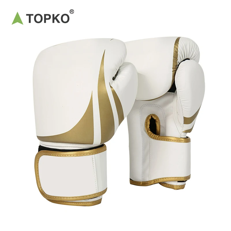 TOPKO Black & Simple Design Adult Boxing Gloves, Tear Resistant 8oz,10oz,12oz,14oz,16oz PU Leather Boxing Gloves